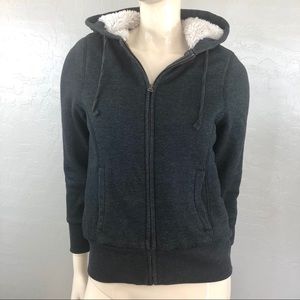 Old Navy Fully Lined with Faux Fur Grey Hoodie